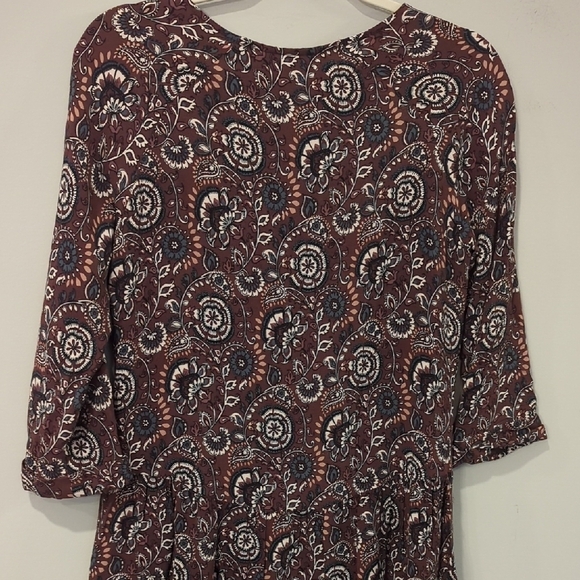 Garnet Hill Dress 3/4 Sleeve‎ size 6 Burgandy Paisley Print - Picture 9 of 12